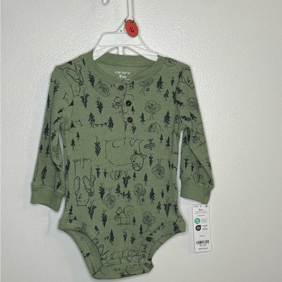 Carter's Green Nature Print Bodysuit Soft Knit - Picture 1 of 1